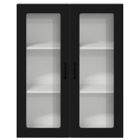 Produktbild för Väggglasförråd PORTO Svart 80 x 31 x 100 cm Konstruerat trä
