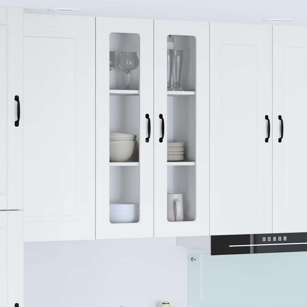 Produktbild för Väggglasförråd PORTO Vit 60 x 31 x 100 cm Konstruerat trä