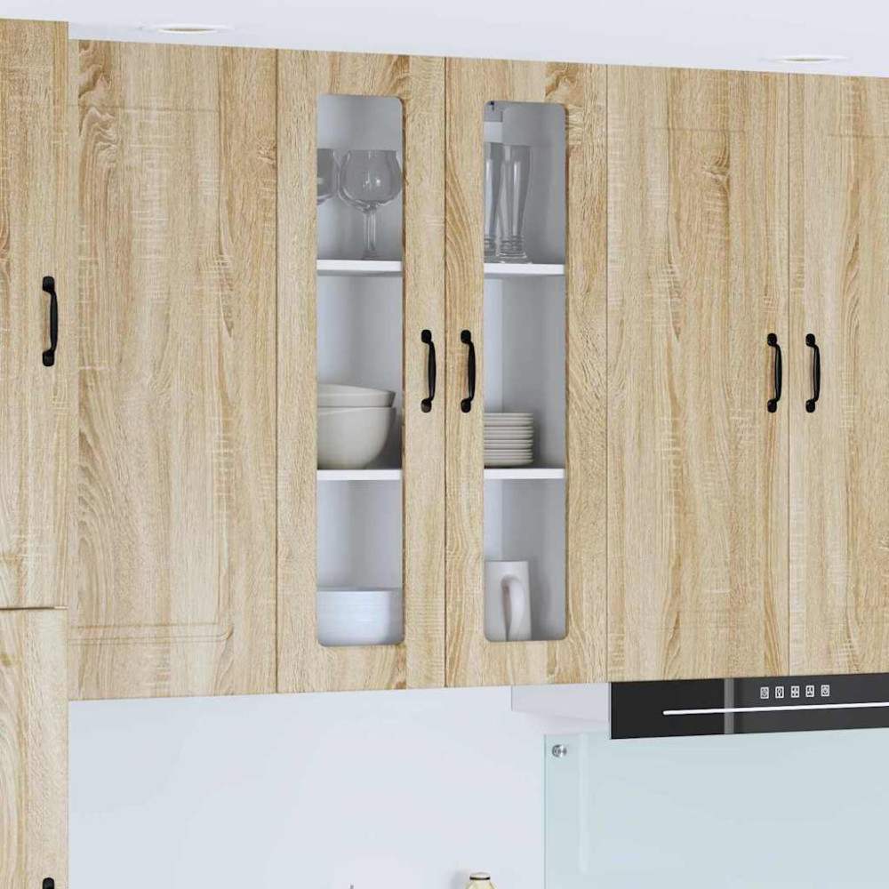 Produktbild för Väggglasförråd PORTO Sonoma-ek 60 x 31 x 100 cm Konstruerat trä