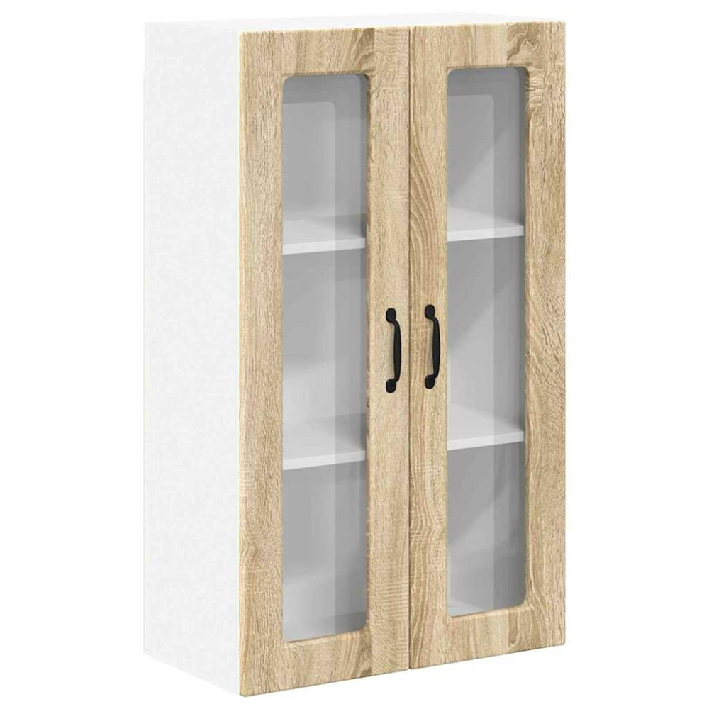 Produktbild för Väggglasförråd PORTO Sonoma-ek 60 x 31 x 100 cm Konstruerat trä