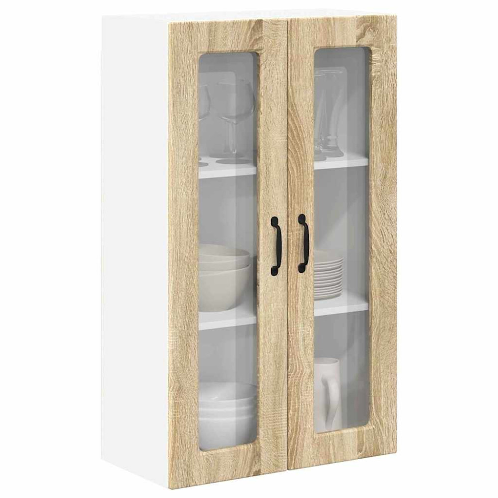 Produktbild för Väggglasförråd PORTO Sonoma-ek 60 x 31 x 100 cm Konstruerat trä