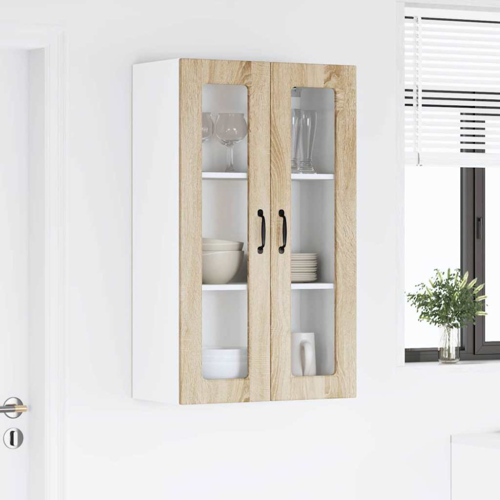 Produktbild för Väggglasförråd PORTO Sonoma-ek 60 x 31 x 100 cm Konstruerat trä