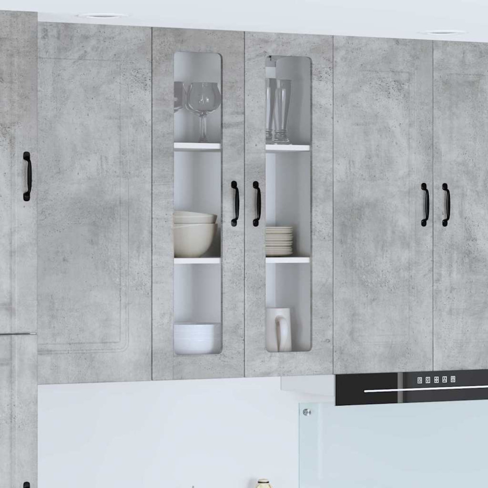 Produktbild för Väggglasförråd PORTO Betonggrå 60 x 31 x 100 cm Konstruerat trä
