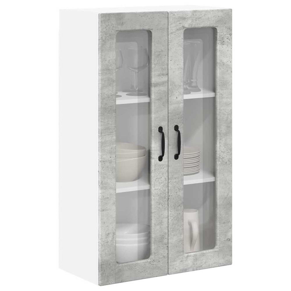 Produktbild för Väggglasförråd PORTO Betonggrå 60 x 31 x 100 cm Konstruerat trä