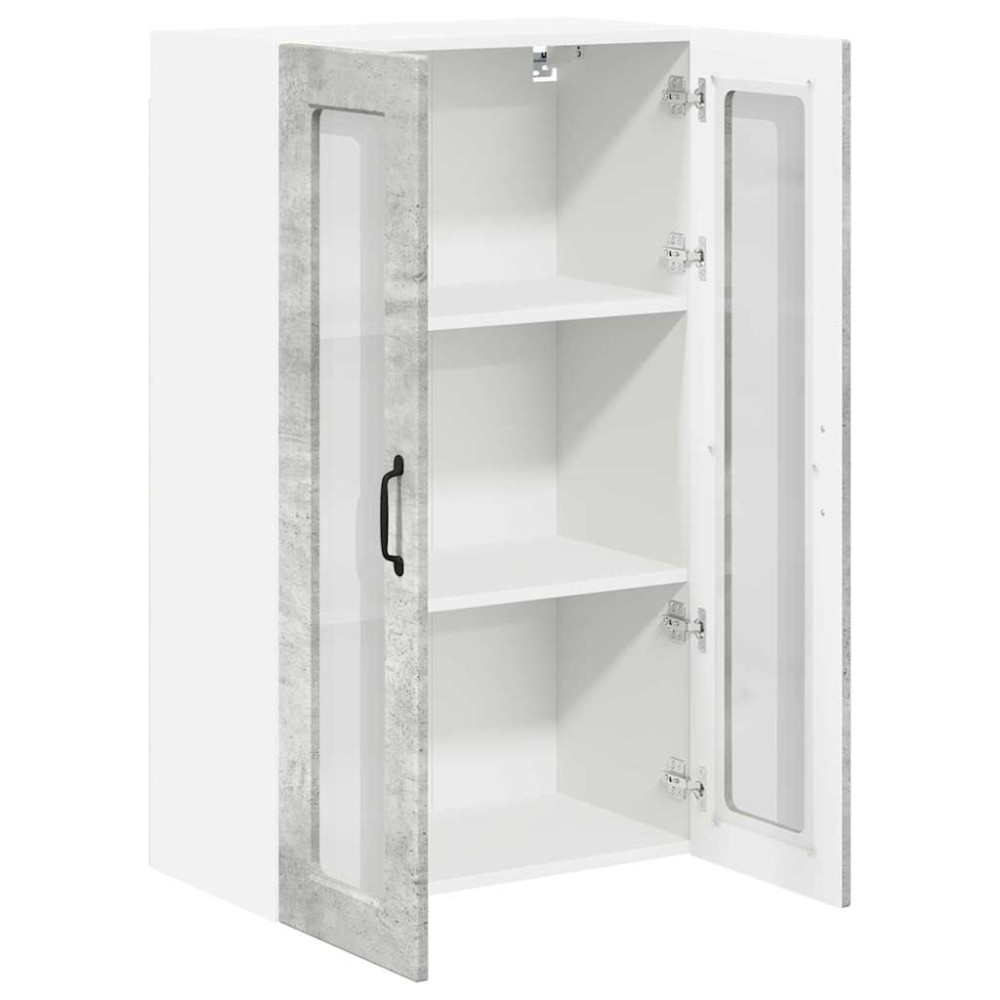 Produktbild för Väggglasförråd PORTO Betonggrå 60 x 31 x 100 cm Konstruerat trä