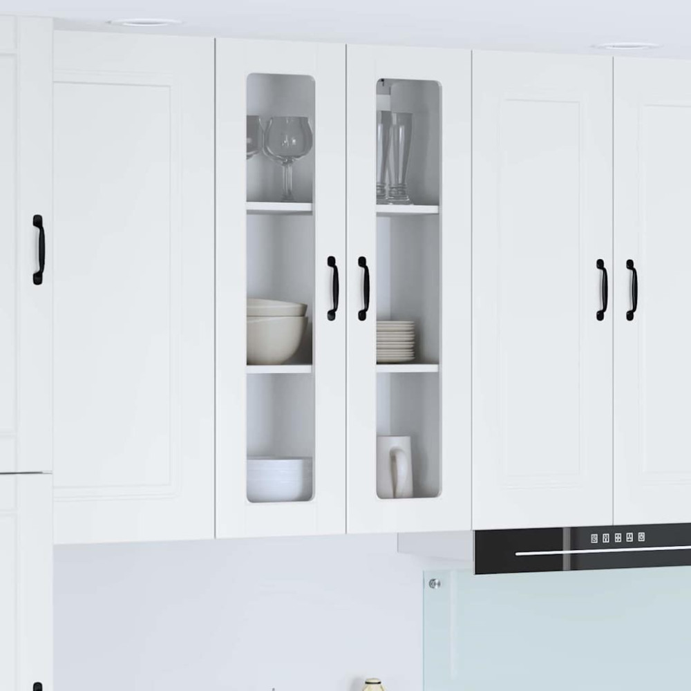Produktbild för Väggglasförråd PORTO Högblanka vita 60 x 31 x 100 cm