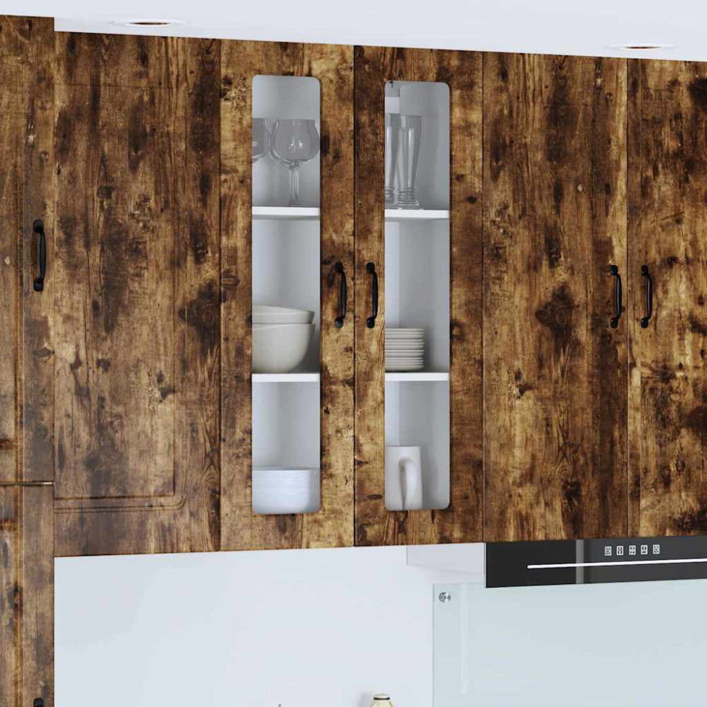 Produktbild för Väggglasförråd PORTO Rökt ek 60 x 31 x 100 cm Konstruerat trä