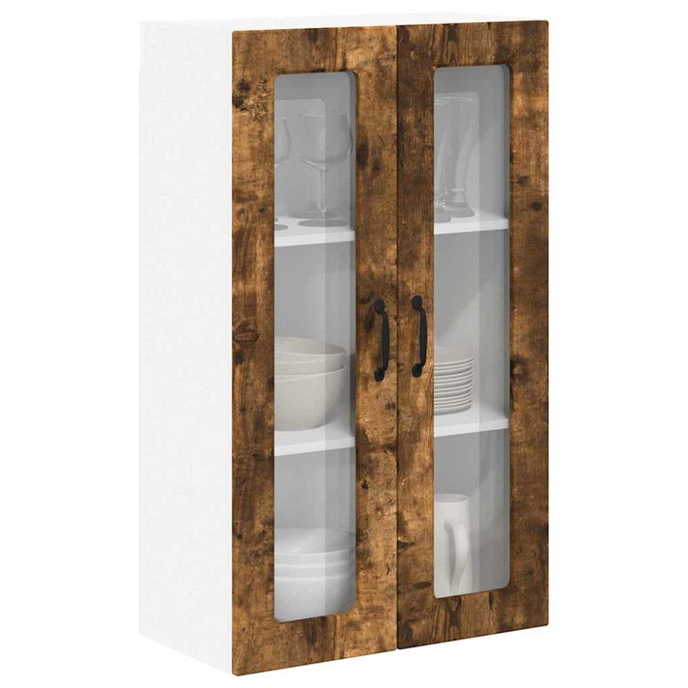 Produktbild för Väggglasförråd PORTO Rökt ek 60 x 31 x 100 cm Konstruerat trä