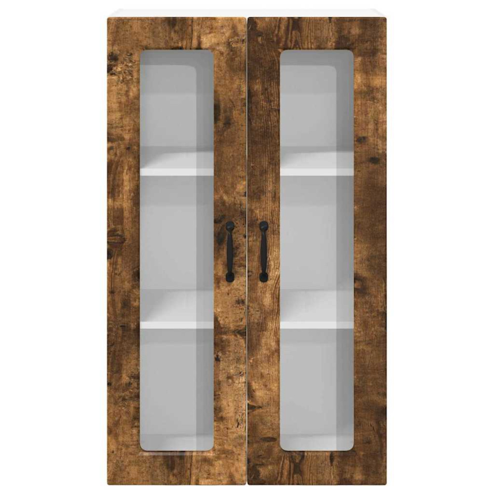 Produktbild för Väggglasförråd PORTO Rökt ek 60 x 31 x 100 cm Konstruerat trä