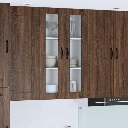 vidaXL Väggglasförråd PORTO Brun Ek 60 x 31 x 100 cm Konstruerat trä
