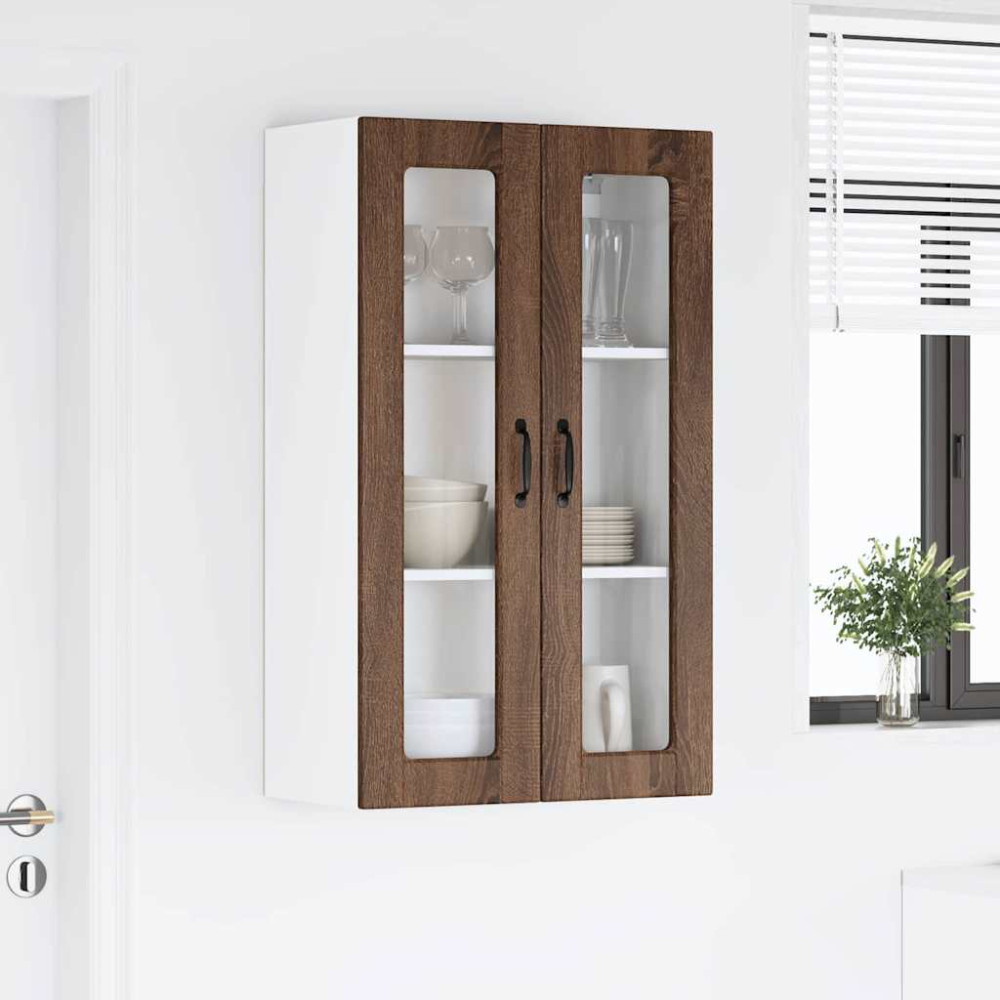 Produktbild för Väggglasförråd PORTO Brun Ek 60 x 31 x 100 cm Konstruerat trä