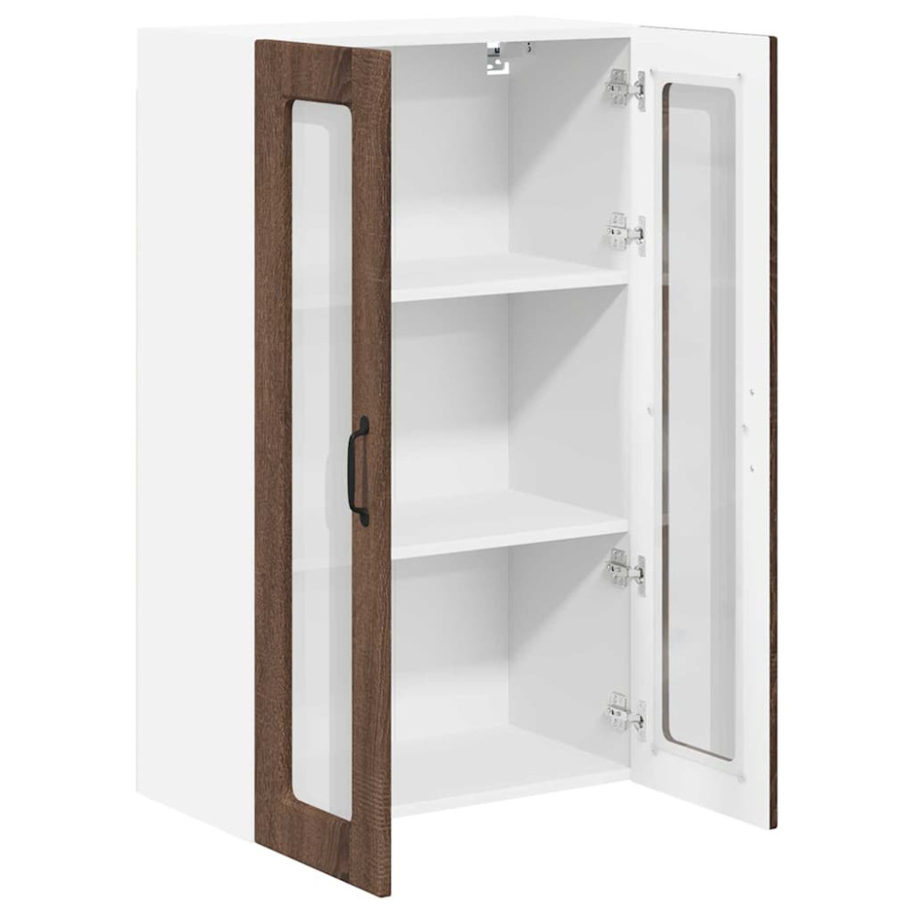 Produktbild för Väggglasförråd PORTO Brun Ek 60 x 31 x 100 cm Konstruerat trä