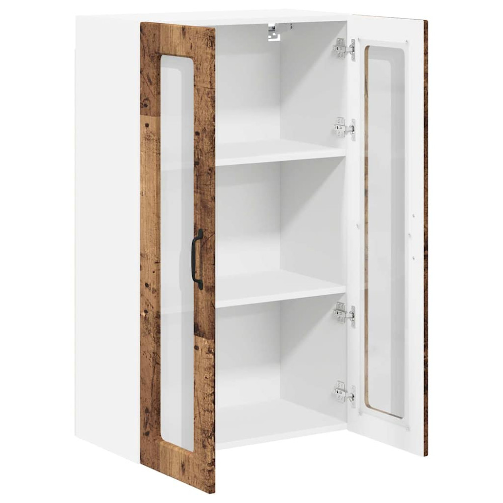 Produktbild för Väggglasförråd PORTO Gammalt trä 60 x 31 x 100 cm
