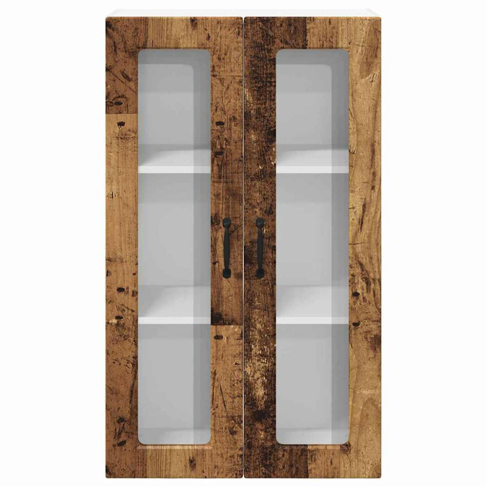Produktbild för Väggglasförråd PORTO Gammalt trä 60 x 31 x 100 cm