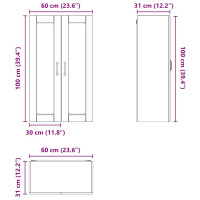 Produktbild för Väggglasförråd PORTO Artisan Ek 60 x 31 x 100 cm