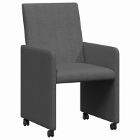Produktbild för Matstolar med hjul 2 pcs Mörkgrå 57 x 66 x 94 cm Mockatyg