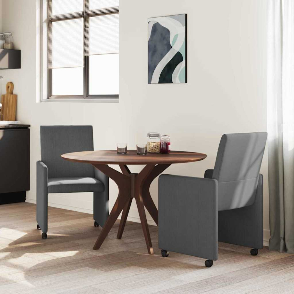 Produktbild för Matstolar med hjul 2 pcs Mörkgrå 57 x 66 x 94 cm Mockatyg