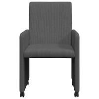 Produktbild för Matstolar med hjul 2 pcs Mörkgrå 57 x 66 x 94 cm Mockatyg