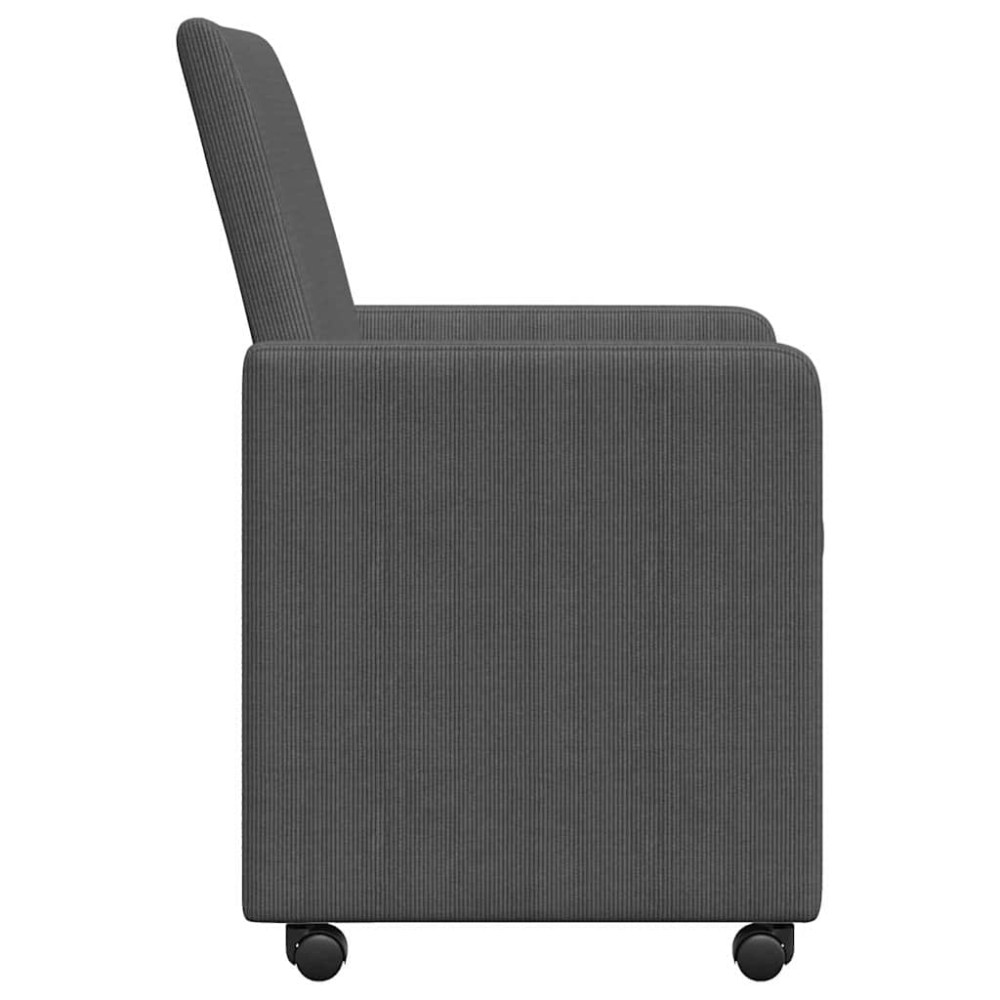 Produktbild för Matstolar med hjul 2 pcs Mörkgrå 57 x 66 x 94 cm Mockatyg