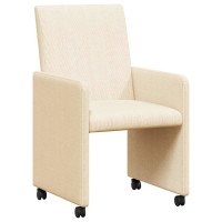 Produktbild för Matstolar med hjul med hjul 2 pcs Kräm 57 x 66 x 94 cm Mockatyg