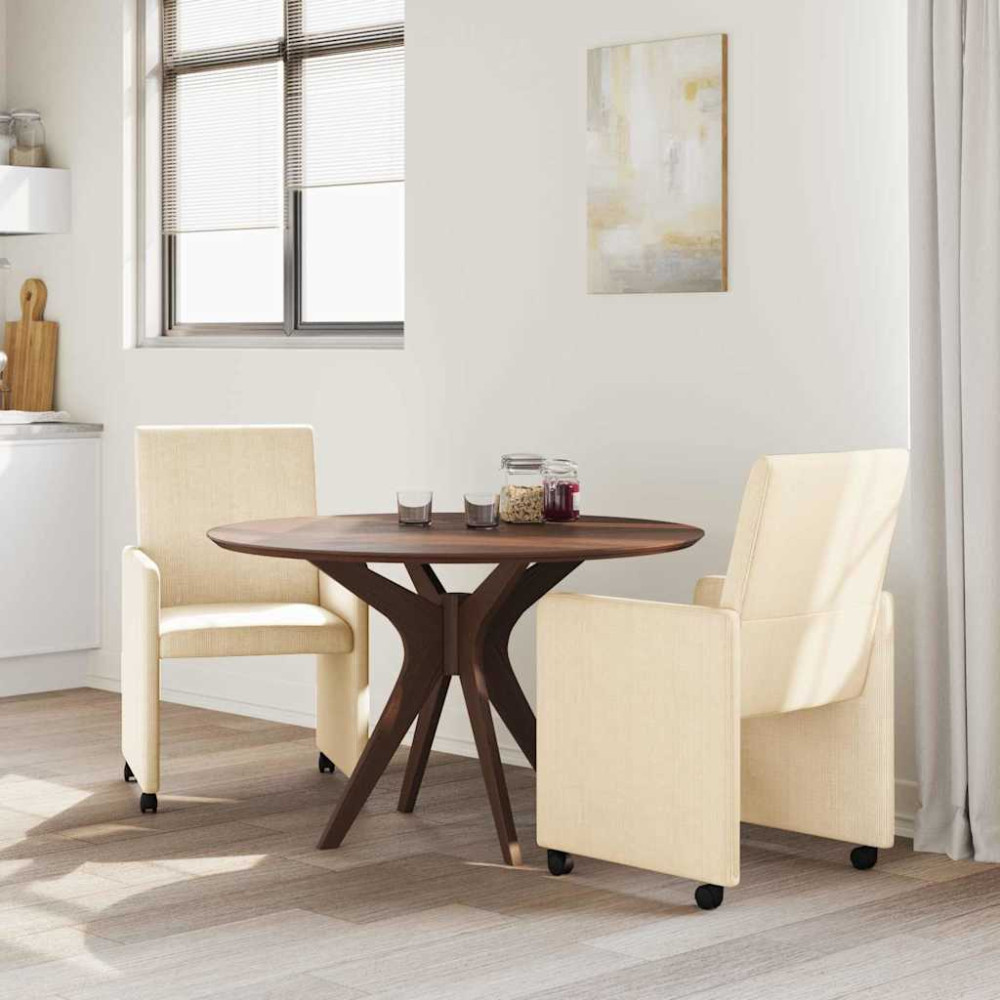 Produktbild för Matstolar med hjul med hjul 2 pcs Kräm 57 x 66 x 94 cm Mockatyg