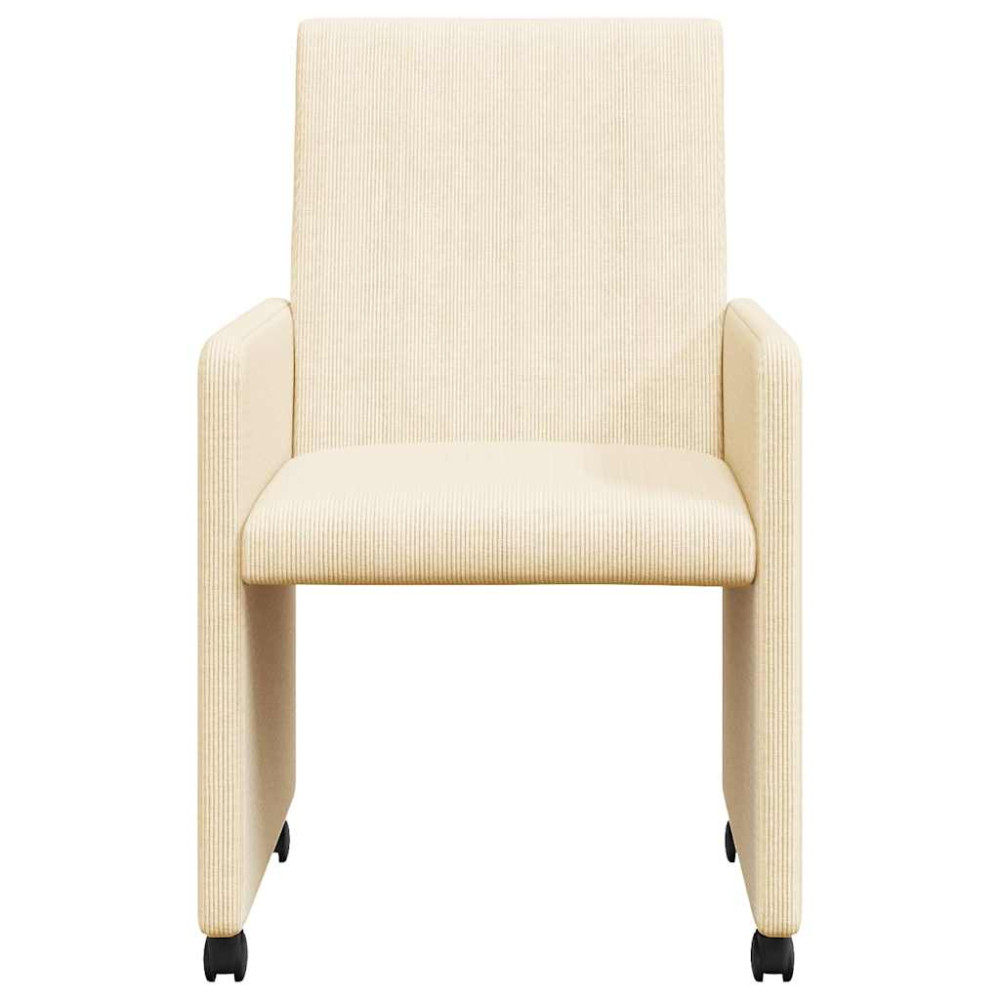 Produktbild för Matstolar med hjul med hjul 2 pcs Kräm 57 x 66 x 94 cm Mockatyg
