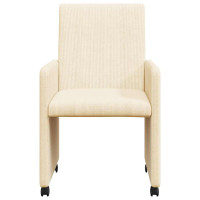 Produktbild för Matstolar med hjul med hjul 2 pcs Kräm 57 x 66 x 94 cm Mockatyg