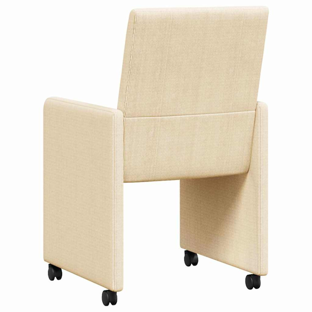 Produktbild för Matstolar med hjul med hjul 2 pcs Kräm 57 x 66 x 94 cm Mockatyg