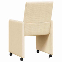 Produktbild för Matstolar med hjul med hjul 2 pcs Kräm 57 x 66 x 94 cm Mockatyg
