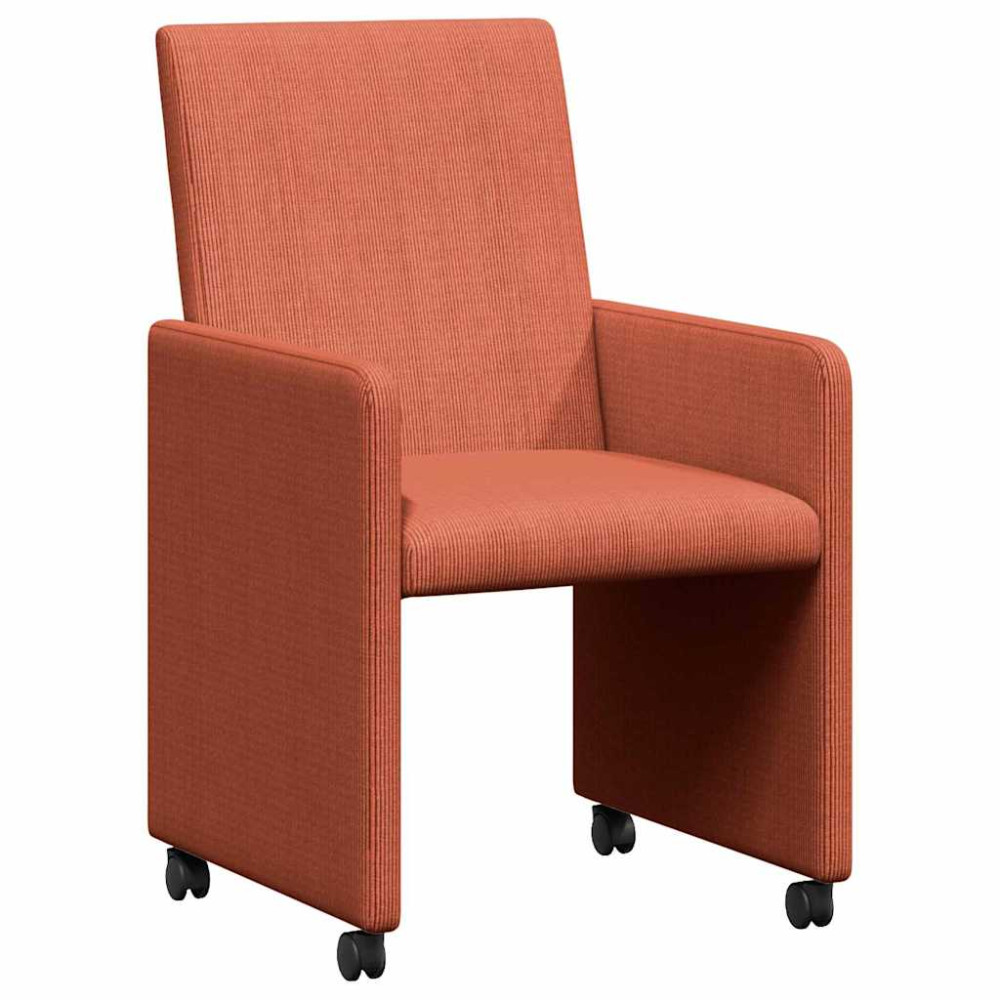 Produktbild för Matstolar med hjul 2 pcs Röd orange 57 x 66 x 94 cm Mockatyg