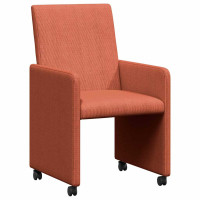 Produktbild för Matstolar med hjul 2 pcs Röd orange 57 x 66 x 94 cm Mockatyg