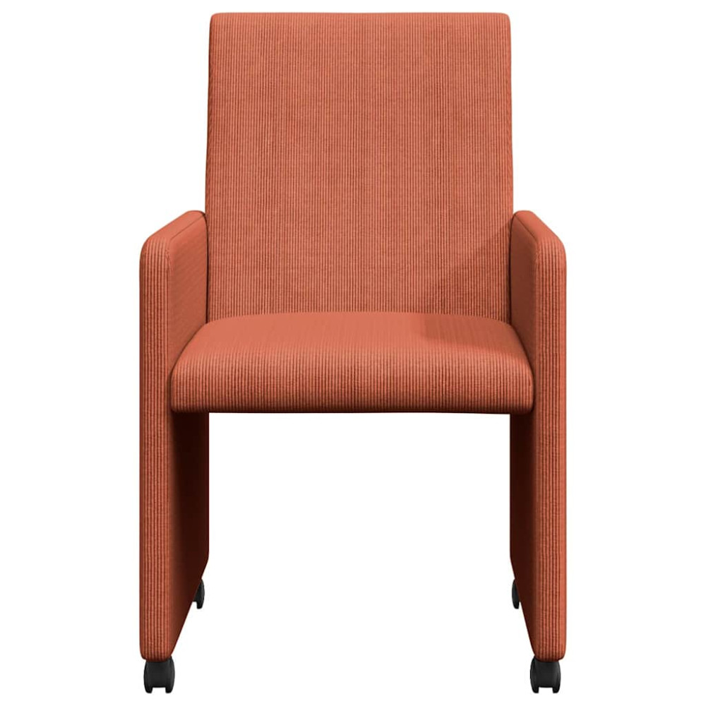 Produktbild för Matstolar med hjul 2 pcs Röd orange 57 x 66 x 94 cm Mockatyg