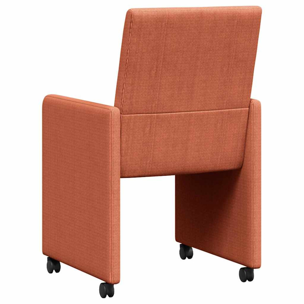 Produktbild för Matstolar med hjul 2 pcs Röd orange 57 x 66 x 94 cm Mockatyg
