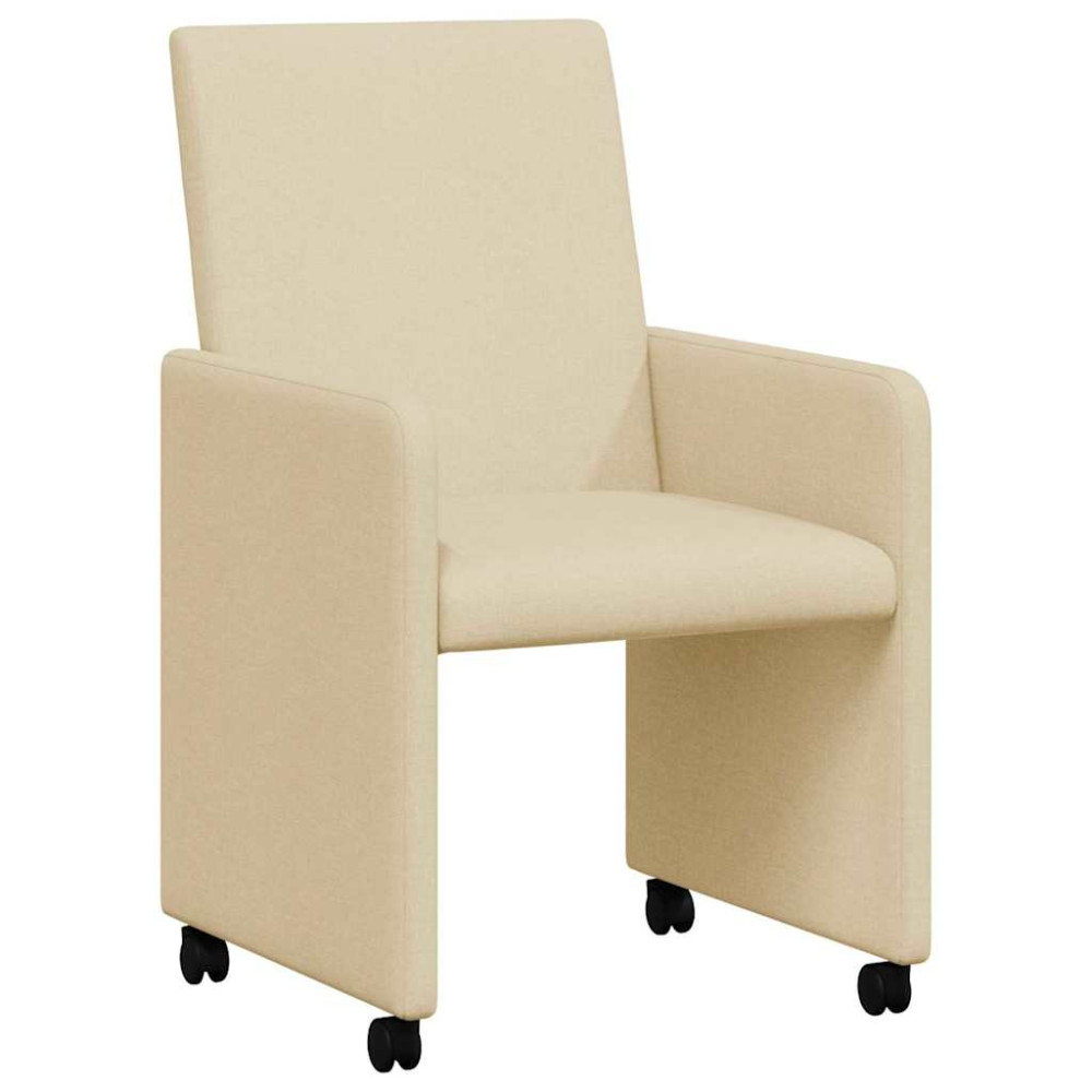 Produktbild för Matstolar med hjul med hjul 2 pcs Kräm 57 x 66 x 94 cm tyg