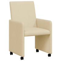 Produktbild för Matstolar med hjul med hjul 2 pcs Kräm 57 x 66 x 94 cm tyg