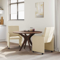 Produktbild för Matstolar med hjul med hjul 2 pcs Kräm 57 x 66 x 94 cm tyg
