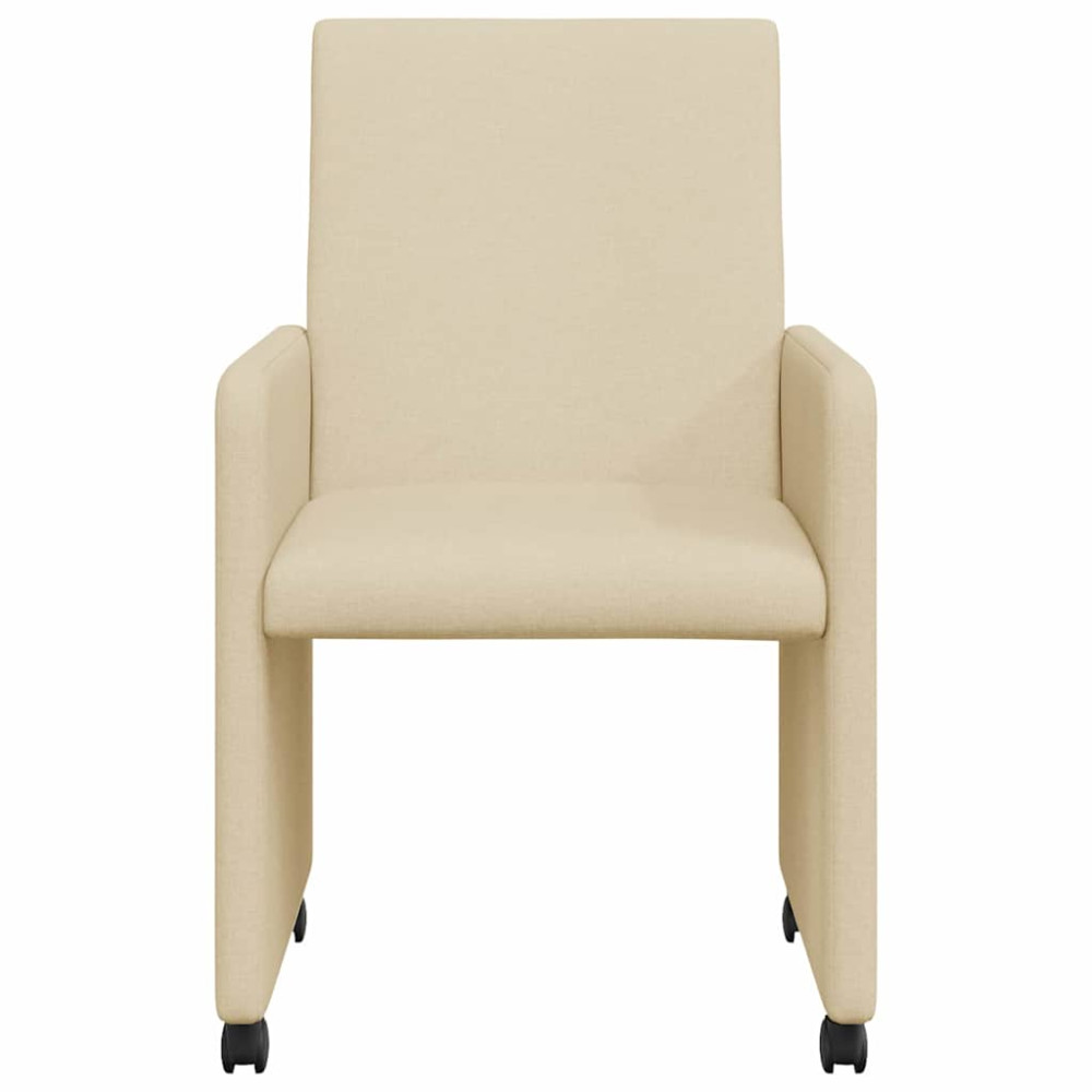 Produktbild för Matstolar med hjul med hjul 2 pcs Kräm 57 x 66 x 94 cm tyg