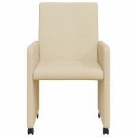 Produktbild för Matstolar med hjul med hjul 2 pcs Kräm 57 x 66 x 94 cm tyg