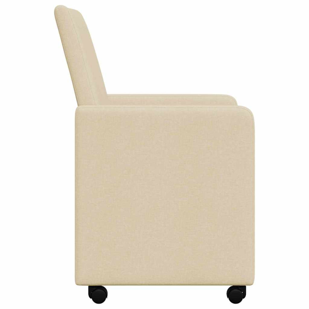 Produktbild för Matstolar med hjul med hjul 2 pcs Kräm 57 x 66 x 94 cm tyg