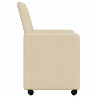 Produktbild för Matstolar med hjul med hjul 2 pcs Kräm 57 x 66 x 94 cm tyg