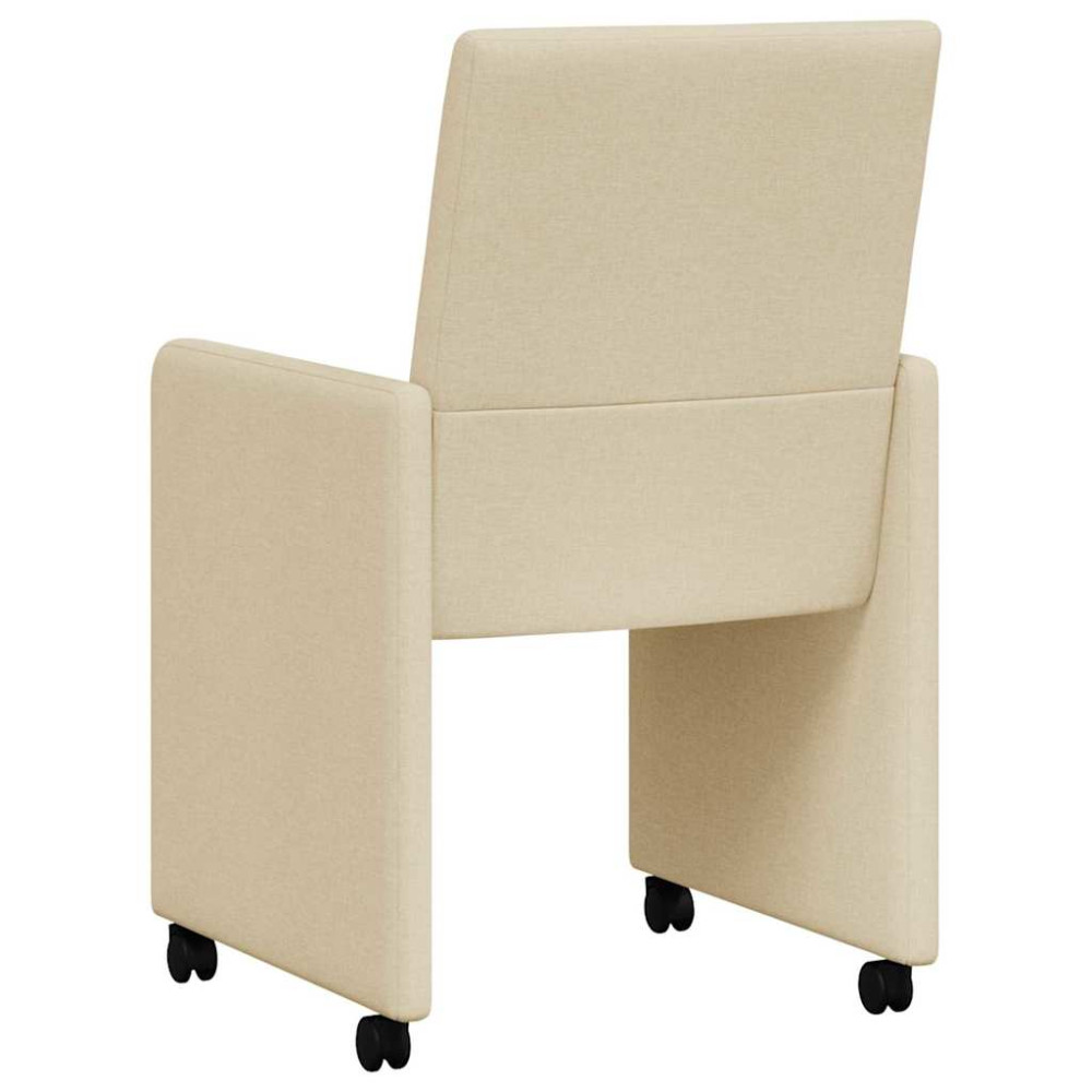 Produktbild för Matstolar med hjul med hjul 2 pcs Kräm 57 x 66 x 94 cm tyg