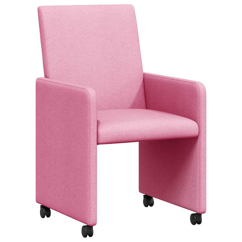 Produktbild för Matstolar med hjul med hjul 2 pcs Rosa 57 x 66 x 94 cm tyg