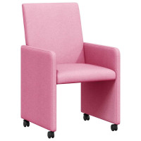 Produktbild för Matstolar med hjul med hjul 2 pcs Rosa 57 x 66 x 94 cm tyg