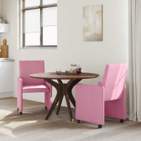 Produktbild för Matstolar med hjul med hjul 2 pcs Rosa 57 x 66 x 94 cm tyg