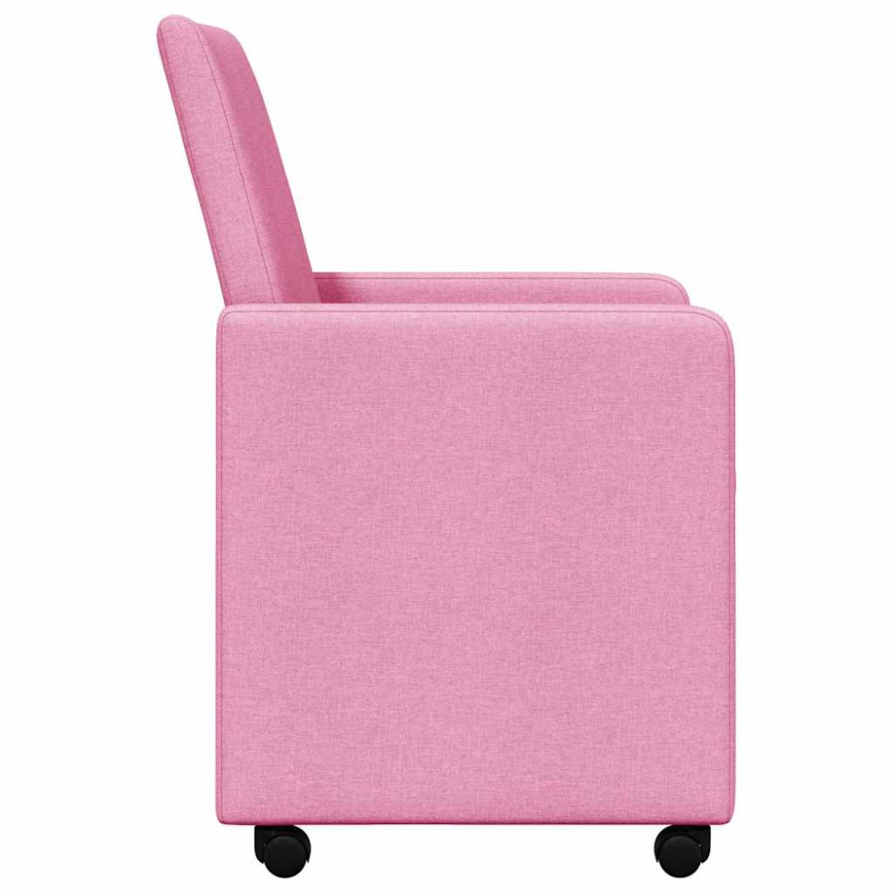 Produktbild för Matstolar med hjul med hjul 2 pcs Rosa 57 x 66 x 94 cm tyg