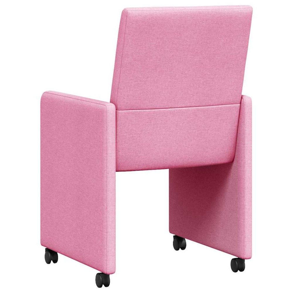 Produktbild för Matstolar med hjul med hjul 2 pcs Rosa 57 x 66 x 94 cm tyg