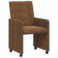 Produktbild för Matstolar med hjul 2 pcs Brun 57 x 66 x 94 cm Faux mockaläder
