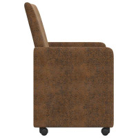 Produktbild för Matstolar med hjul 2 pcs Brun 57 x 66 x 94 cm Faux mockaläder