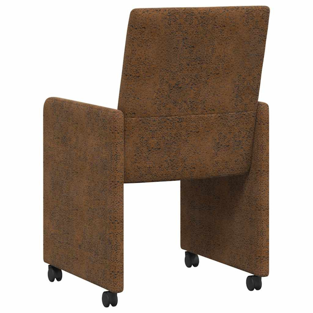 Produktbild för Matstolar med hjul 2 pcs Brun 57 x 66 x 94 cm Faux mockaläder