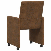 Produktbild för Matstolar med hjul 2 pcs Brun 57 x 66 x 94 cm Faux mockaläder